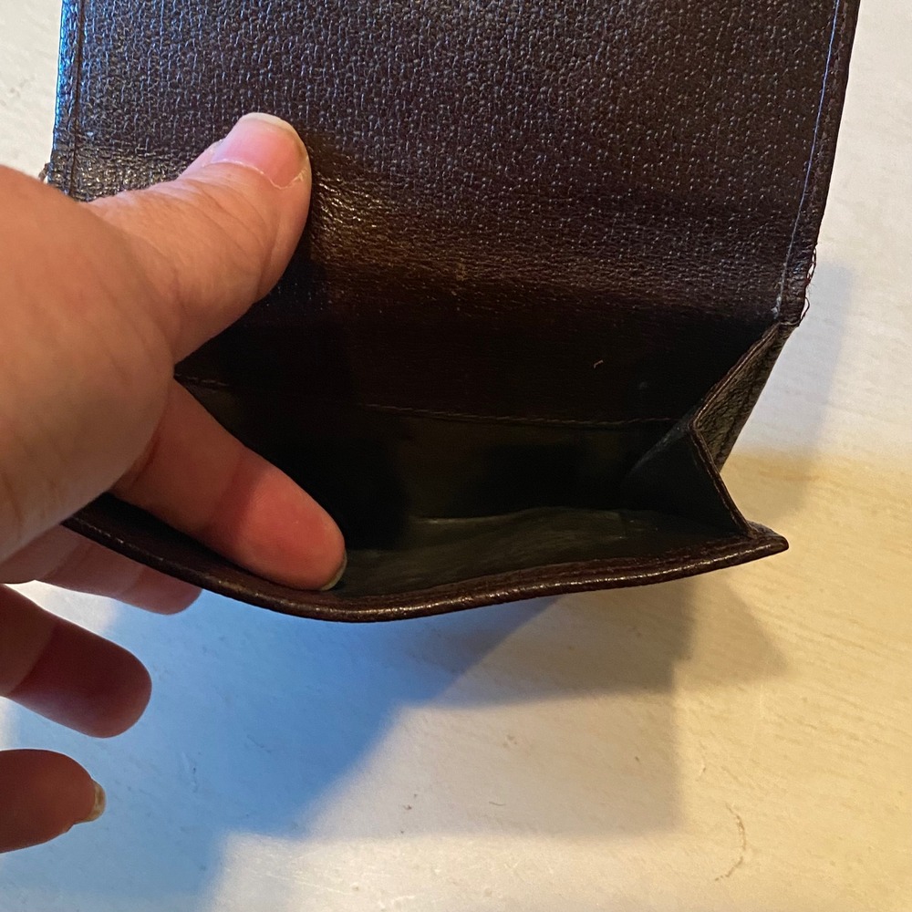Gucci Wallet Brown GG Canvas Leather Trim Bi Fold Snap Closure Vintage - Picture 4 of 8